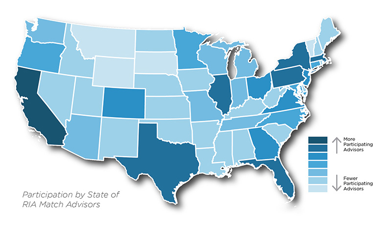 Breakout of  location of RIA Match subscribers by state